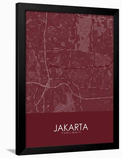 Jakarta, Indonesia Red Map-null-Framed Poster