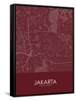 Jakarta, Indonesia Red Map-null-Framed Stretched Canvas