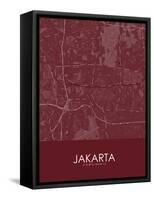 Jakarta, Indonesia Red Map-null-Framed Stretched Canvas