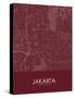 Jakarta, Indonesia Red Map-null-Stretched Canvas