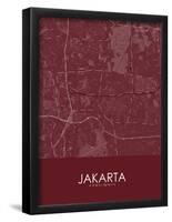 Jakarta, Indonesia Red Map-null-Framed Poster
