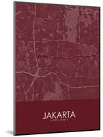 Jakarta, Indonesia Red Map-null-Mounted Poster