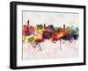 Jakarta Skyline in Watercolor Background-paulrommer-Framed Art Print