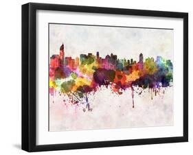 Jakarta Skyline in Watercolor Background-paulrommer-Framed Art Print