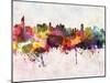 Jakarta Skyline in Watercolor Background-paulrommer-Mounted Art Print