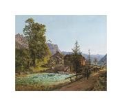 Wanderer in the Salzkammergut, by the Grundlsee Dam and the River Traun-Jakob Alt-Premium Giclee Print