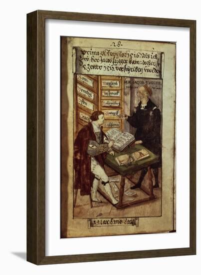 Jakob Fugger in His Office, 1518-German School-Framed Giclee Print