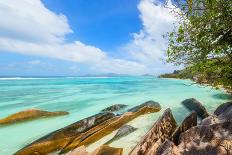 Beautiful Seychelles Tropical Beach Panoramatic View at La Digue Island-Jakub Gojda-Framed Photographic Print