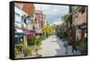 Jalan Stapok Street, Kuching, Sarawak, Malaysian Borneo, Malaysia, Southeast Asia, Asia-Nico Tondini-Framed Stretched Canvas