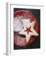 Jam Biscuit on Plate with Icing Sugar-null-Framed Photographic Print