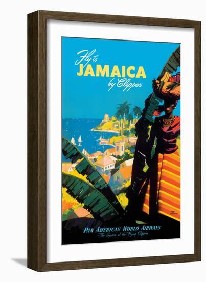 Jamaica by Clipper - Pan American World Airways, Vintage Airline Travel Poster, 1950-Mark Von Arenburg-Framed Art Print
