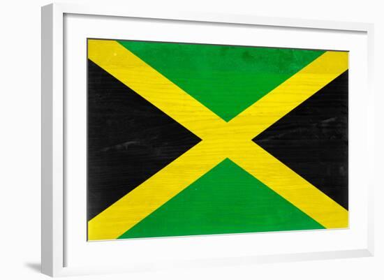 Jamaica Flag Design with Wood Patterning - Flags of the World Series-Philippe Hugonnard-Framed Art Print
