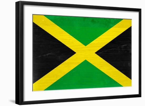 Jamaica Flag Design with Wood Patterning - Flags of the World Series-Philippe Hugonnard-Framed Art Print