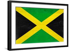 Jamaica Flag Design with Wood Patterning - Flags of the World Series-Philippe Hugonnard-Framed Art Print