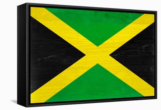 Jamaica Flag Design with Wood Patterning - Flags of the World Series-Philippe Hugonnard-Framed Stretched Canvas