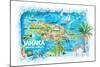 Jamaica Illustrated Travel Map with Roads and Highlights-M. Bleichner-Mounted Art Print