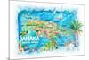 Jamaica Illustrated Travel Map with Roads and Highlights-M. Bleichner-Mounted Art Print