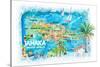 Jamaica Illustrated Travel Map with Roads and Highlights-M. Bleichner-Stretched Canvas