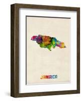 Jamaica Watercolor Map-Michael Tompsett-Framed Art Print