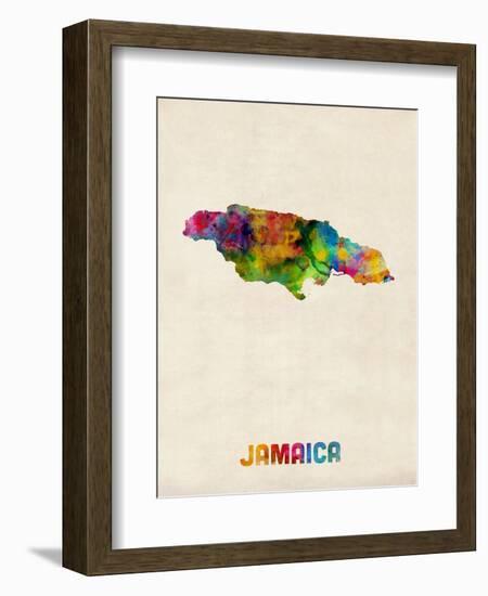 Jamaica Watercolor Map-Michael Tompsett-Framed Art Print
