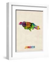 Jamaica Watercolor Map-Michael Tompsett-Framed Art Print