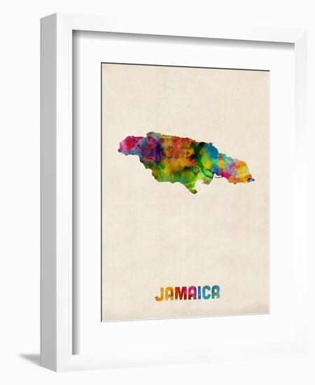 Jamaica Watercolor Map-Michael Tompsett-Framed Art Print