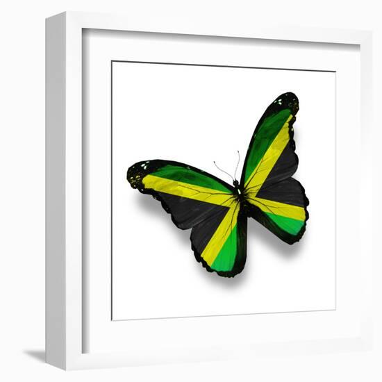 Jamaican Flag Butterfly, Isolated On White-suns_luck-Framed Art Print