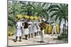 Jamaican Women Carrying Bananas to a Seaport, 1800s-null-Mounted Giclee Print