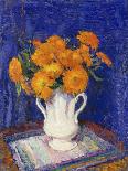 Marigolds in a White Vase, (Oil on Panel)-James Bolivar Manson-Giclee Print