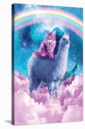 James Booker - Rainbow Llama Cat Clouds-Trends International-Stretched Canvas