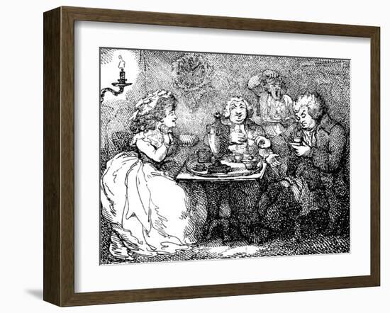 James Boswell, His Wife, and Dr Johnson at Tea in Edinburgh, 1773-Thomas Rowlandson-Framed Giclee Print