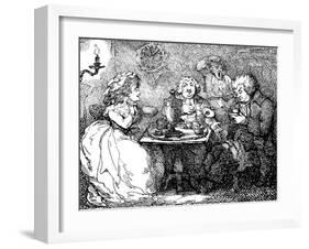 James Boswell, His Wife, and Dr Johnson at Tea in Edinburgh, 1773-Thomas Rowlandson-Framed Giclee Print