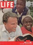 Evangelist Billy Graham Showing His Bible to the Waarusha Warriors Near Mt. Meru-James Burke-Photographic Print