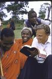 Evangelist Billy Graham Showing His Bible to the Waarusha Warriors Near Mt. Meru-James Burke-Photographic Print