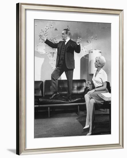 James Cagney and Lilo Pulver in One, Two, Three, a Film Directed by Billy Wilder-Gjon Mili-Framed Premium Photographic Print