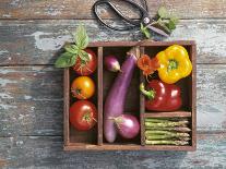 Vegetables in Wooden Crate-James Carrier-Framed Stretched Canvas