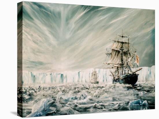 James Clark Ross discovers Antarctic Ice Shelf-Vincent Alexander Booth-Stretched Canvas