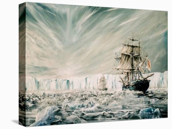 James Clark Ross discovers Antarctic Ice Shelf-Vincent Alexander Booth-Stretched Canvas