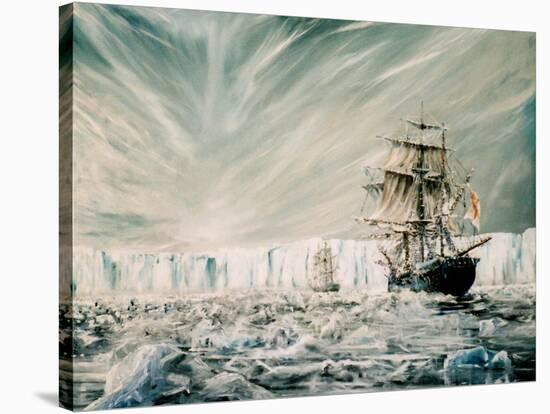 James Clark Ross discovers Antarctic Ice Shelf-Vincent Alexander Booth-Stretched Canvas