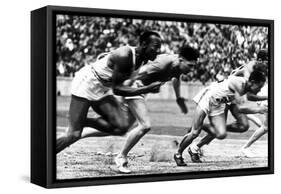 James Cleveland "Jesse" Owens, American Athlete at Departure of 100M Race at Olympic Games in 1936-null-Framed Stretched Canvas