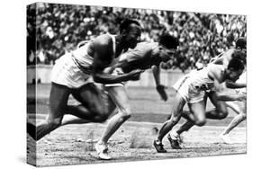 James Cleveland "Jesse" Owens, American Athlete at Departure of 100M Race at Olympic Games in 1936-null-Stretched Canvas