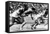 James Cleveland "Jesse" Owens, American Athlete at Departure of 100M Race at Olympic Games in 1936-null-Framed Stretched Canvas