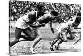 James Cleveland "Jesse" Owens, American Athlete at Departure of 100M Race at Olympic Games in 1936-null-Stretched Canvas