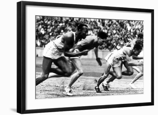 James Cleveland "Jesse" Owens, American Athlete at Departure of 100M Race at Olympic Games in 1936-null-Framed Photo