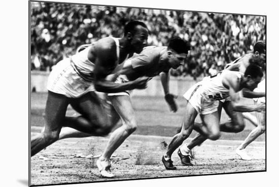 James Cleveland "Jesse" Owens, American Athlete at Departure of 100M Race at Olympic Games in 1936-null-Mounted Photo