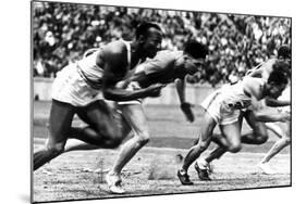 James Cleveland "Jesse" Owens, American Athlete at Departure of 100M Race at Olympic Games in 1936-null-Mounted Photo