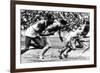 James Cleveland "Jesse" Owens, American Athlete at Departure of 100M Race at Olympic Games in 1936-null-Framed Photo