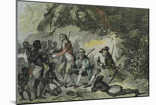 James Cook Meets the Tahitians-null-Mounted Giclee Print