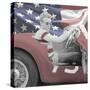 James Dean Flag with Border-Jerry Michaels-Stretched Canvas