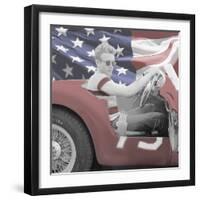 James Dean Flag with Border-Jerry Michaels-Framed Art Print